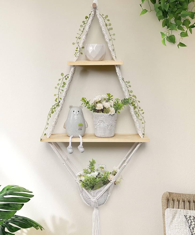 Style your walls beautifully with our Boho Macramé Floating Shelf—crafted to showcase the little things you love. 🪴